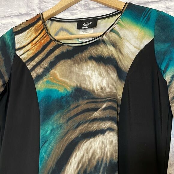 Libra Abstract Print Tunic Length Long Sleeve Top Size Extra Small - Picture 4 of 10